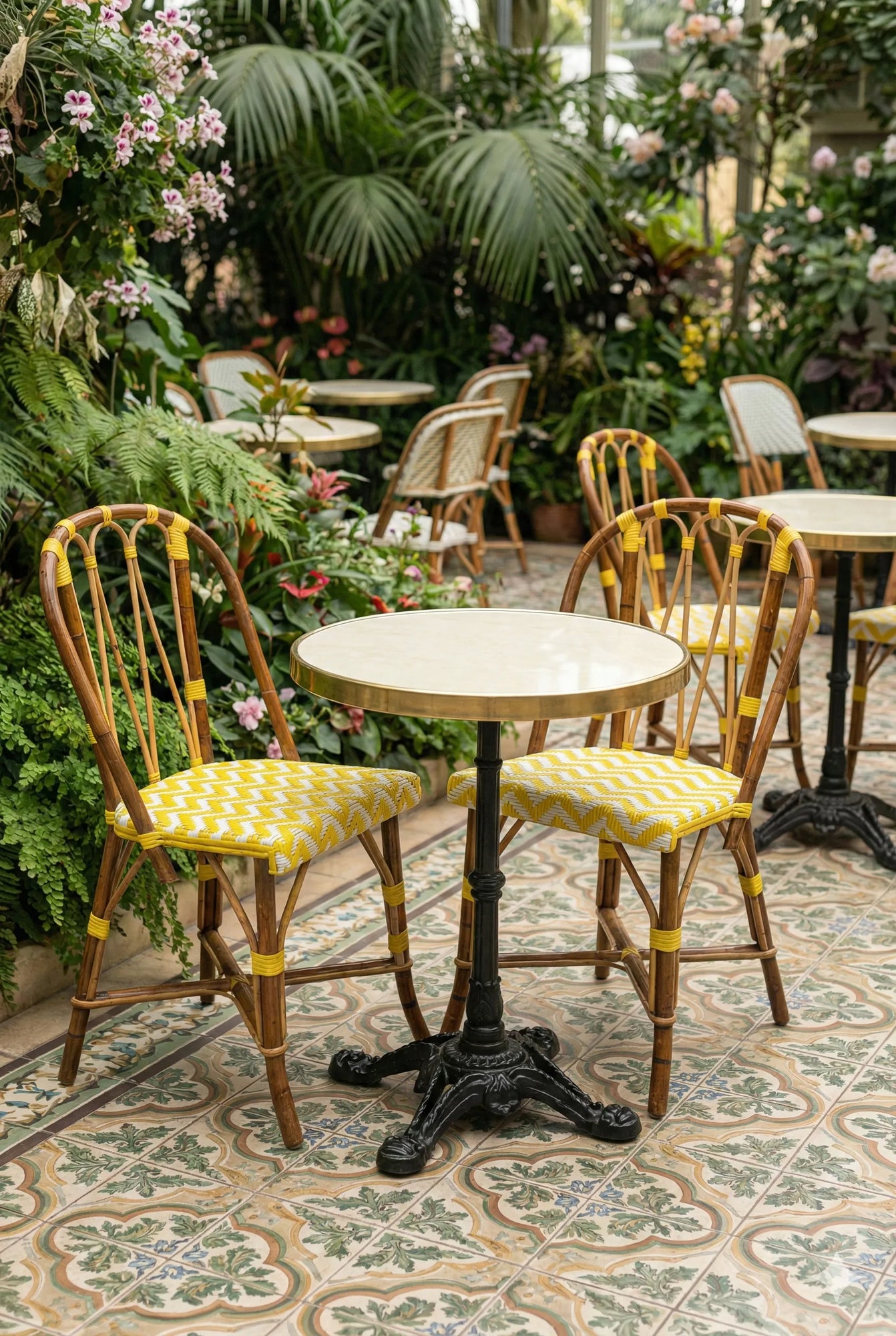Chaise Martingale Jaune Miel – chaise en rotin de terrasse pour bistrot parisien | Martingale Paris