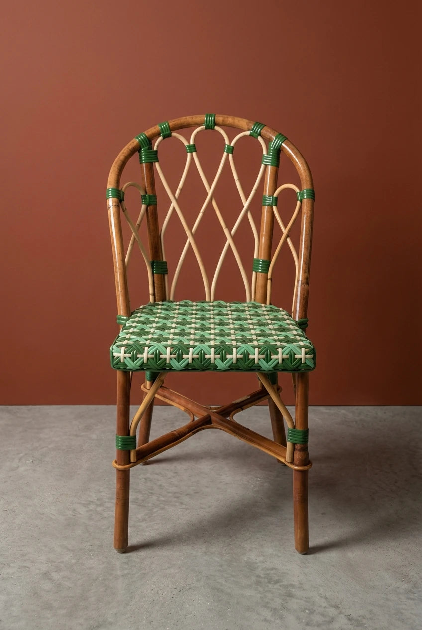 Chaise Martingale Vert Printemps – chaise en rotin de terrasse pour bistrot parisien | Martingale Paris