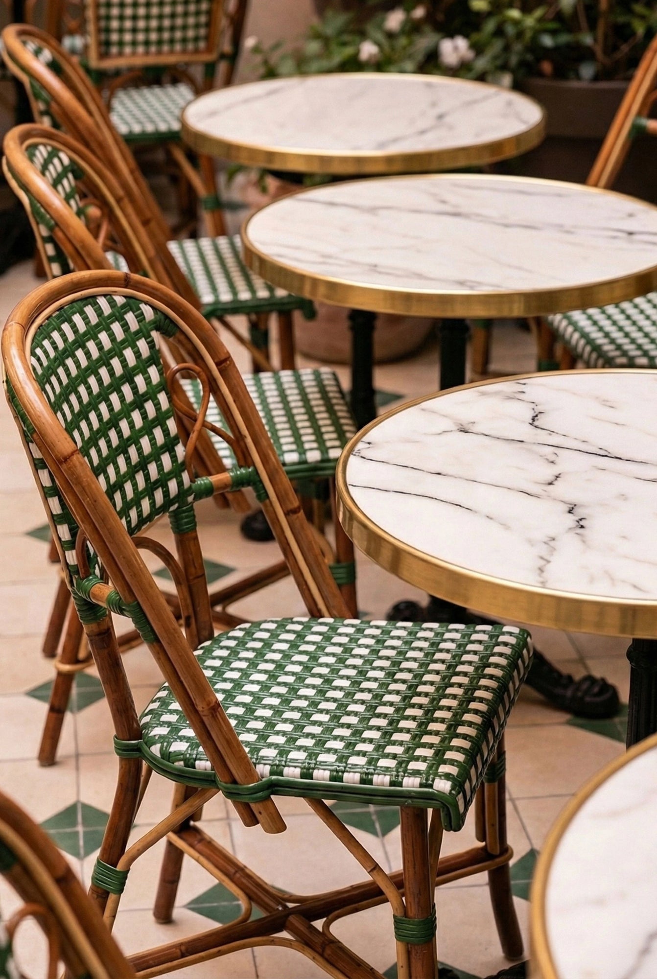 Chaise Martingale Vert Orangerie – chaise en rotin de terrasse pour café et brasserie | Martingale Paris