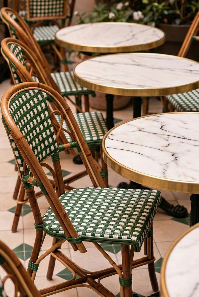 Chaise Martingale Vert Orangerie – chaise en rotin de terrasse pour café et brasserie | Martingale Paris