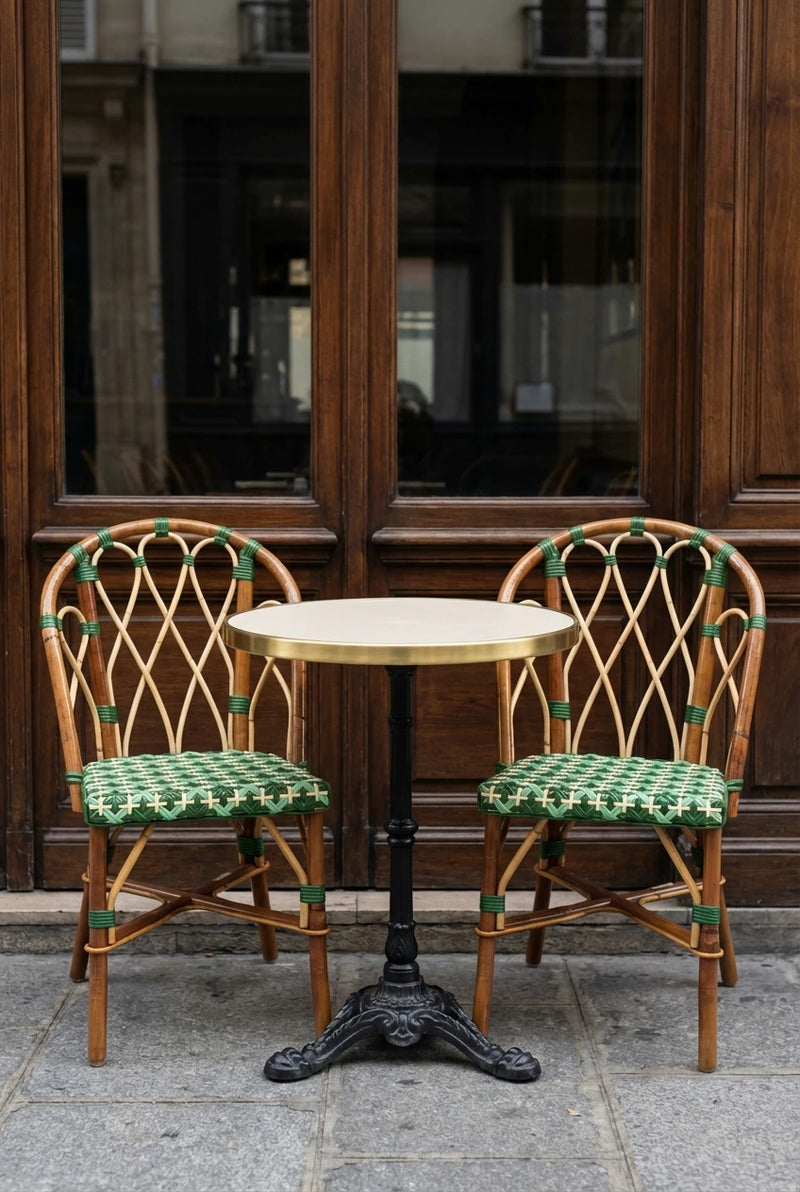 Chaise Martingale Vert Printemps — Chaise en rotin pour jardin de restaurant et terrasse