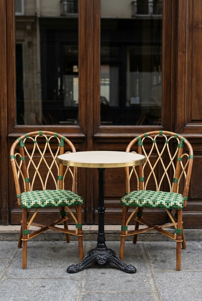 Chaise Martingale Vert Printemps – chaise en rotin de terrasse pour restaurant et terrasse | Martingale Paris
