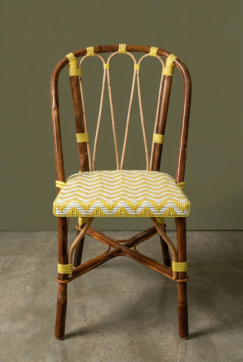 Chaise Martingale Jaune Miel – chaise en rotin de terrasse pour restaurant et terrasse | Martingale Paris