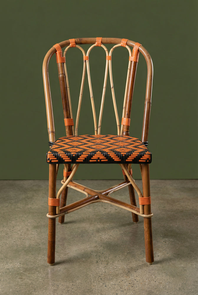 Chaise Martingale Orange Sienne – chaise en rotin de terrasse pour café et brasserie | Martingale Paris