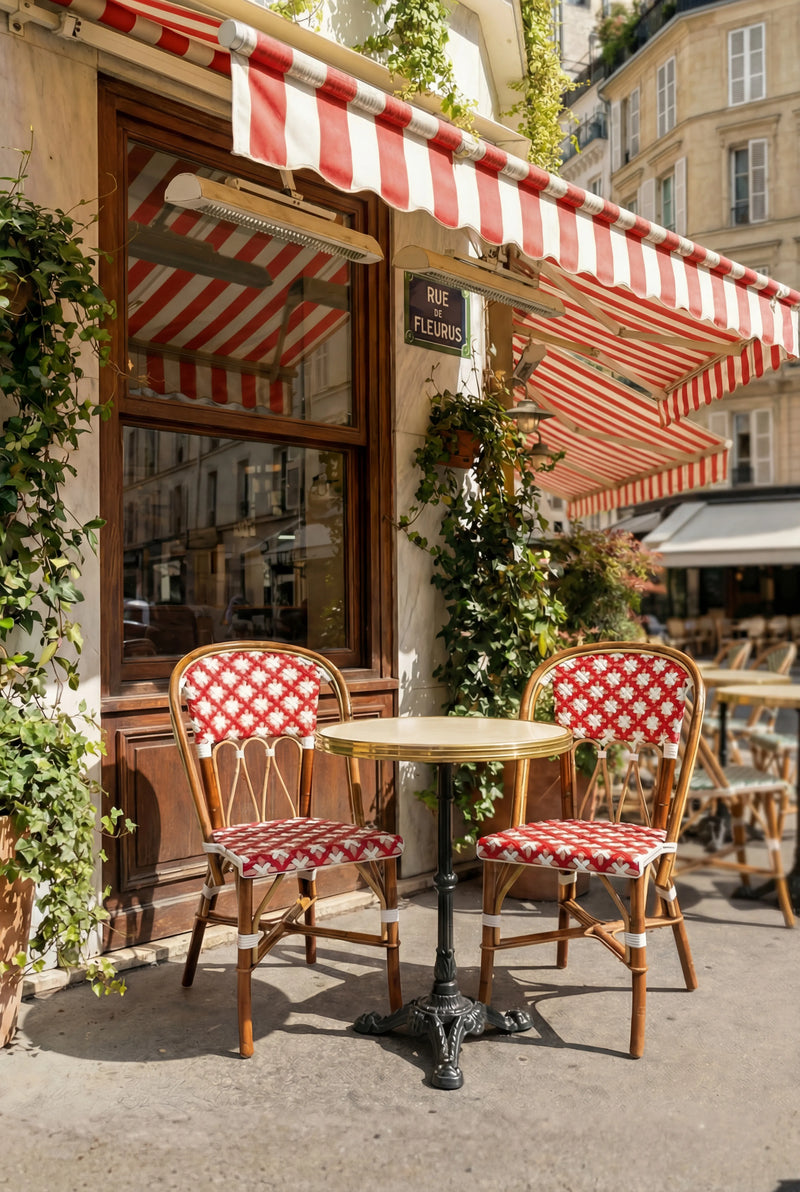 Chaise Martingale Rouge Grenat — Chaise en rotin pour bistrot raffiné et cave à vin