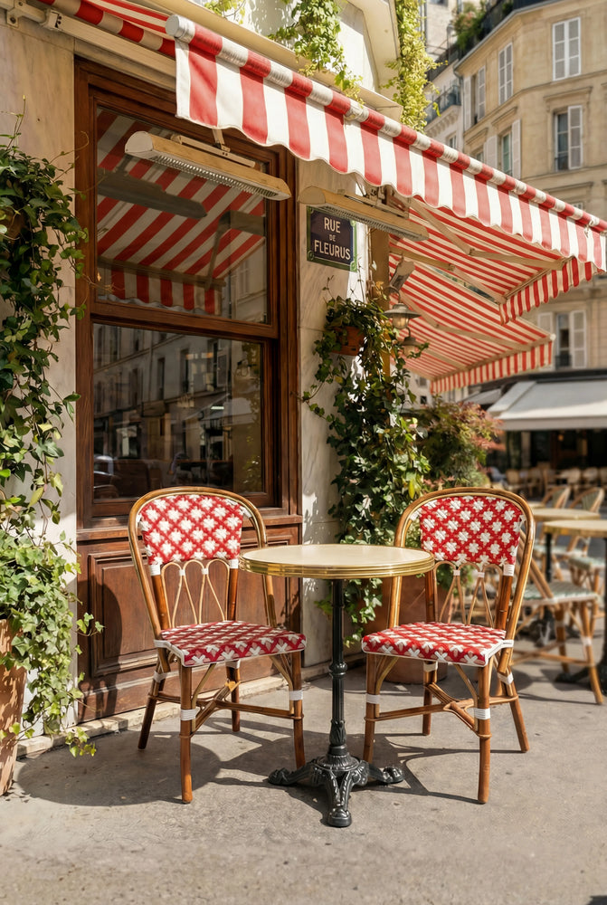 Chaise Martingale Rouge Grenat — Chaise en rotin pour bistrot raffiné et cave à vin