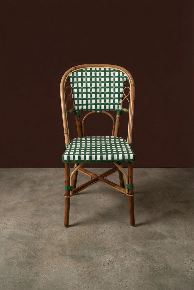 Chaise Martingale Vert Orangerie – chaise en rotin de terrasse pour café et brasserie | Martingale Paris