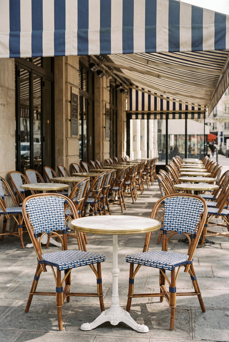 Chaise Martingale en Rotin Bleu Atelier